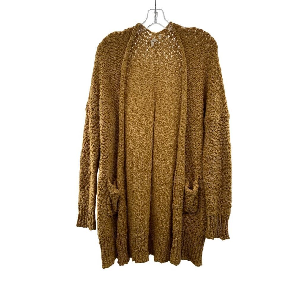 Wishlist Chunky Knit Cardigan Open Front Yellow Size S/M Pockets